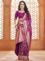 Banarasi Silk Magenta Wedding Wear Weaving Saree